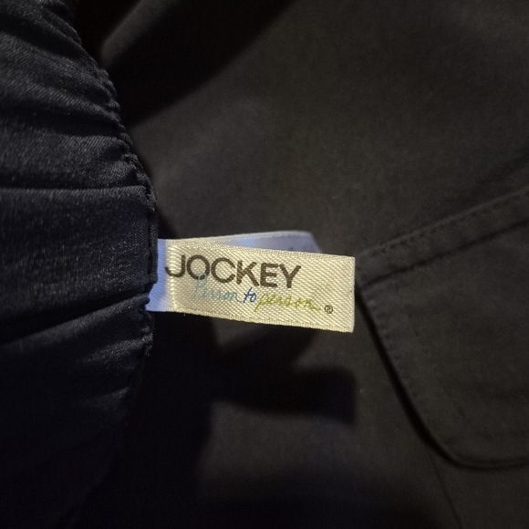 Jockey women's size Large navy blue stretch cropped pants, zip closure EUC - Picture 6 of 8